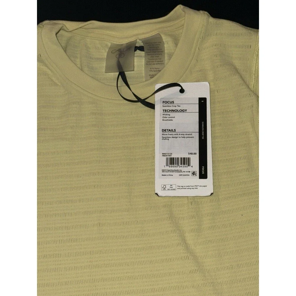CALIA Seamless Crop Tee Womens Small Lime Color Activewear Workout Top NWT - Picture 5 of 5